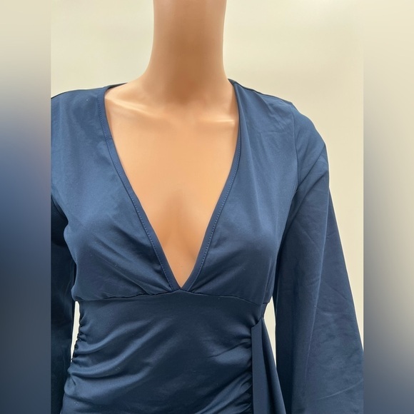 Midnight Blue Rouched Dress (NWOT) M - Picture 5 of 10